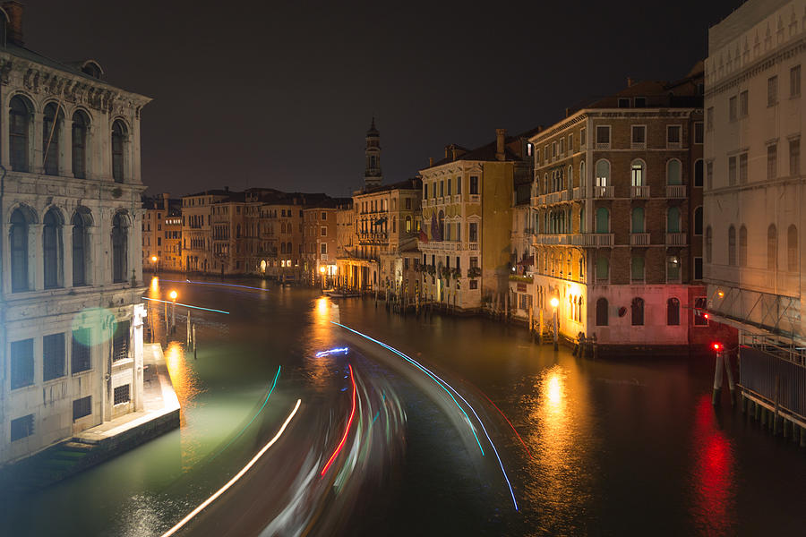 Venice night traffic Photograph by Andrew Lalchan