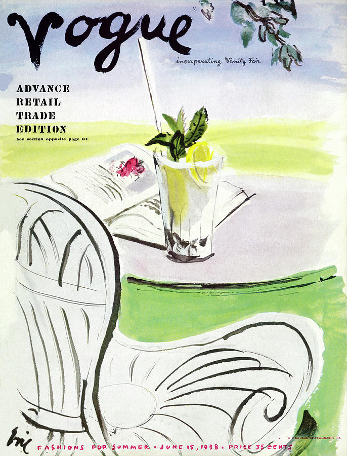 Vogue Summer Edition Cover 1938 Photograph - Vogue Cover Illustration Of A Beverage And Book by Carl Oscar August Erickson