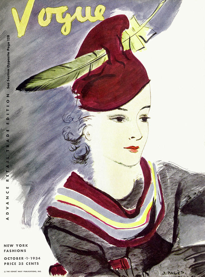 Vogue Cover Illustration Of A Woman Wearing by Jean Pages