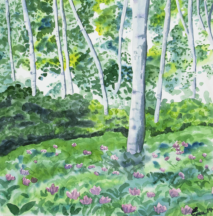 Watercolor - Spring Forest and Flowers Painting by Cascade Colors