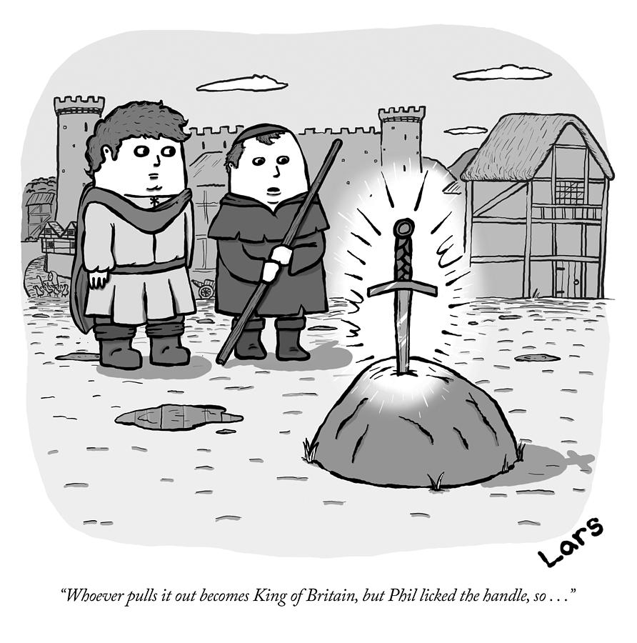 Whoever pulls it out becomes King of Britain Drawing by Lars Kenseth
