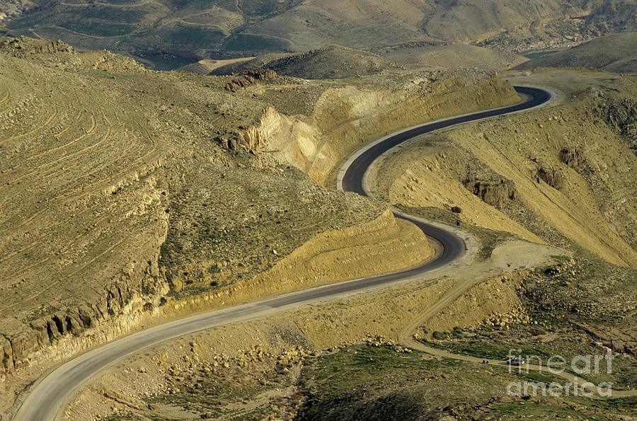 Winding  King road in Wadi Mujib Valley Photograph by Sami Sarkis Photography