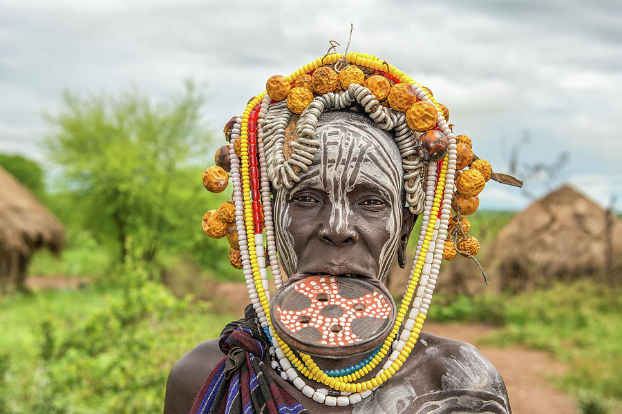 Woman from the african tribe Mursi in her village Photograph by Miroslav Liska