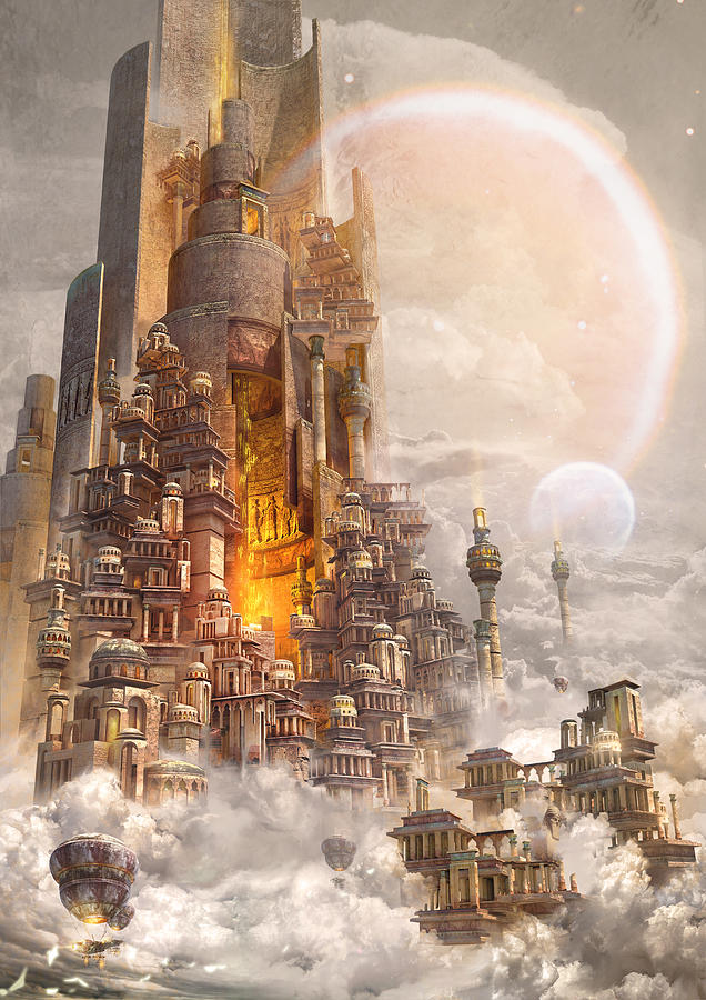 Wonders Tower Of Babylon Digital Art by Te Hu - Metal Posters