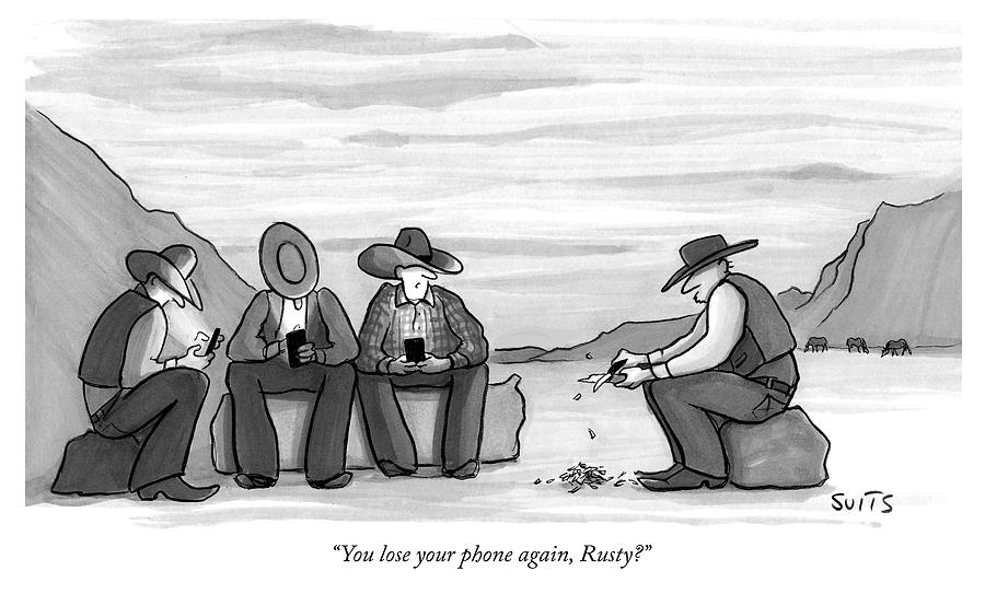 You lose your phone again Drawing by Julia Suits