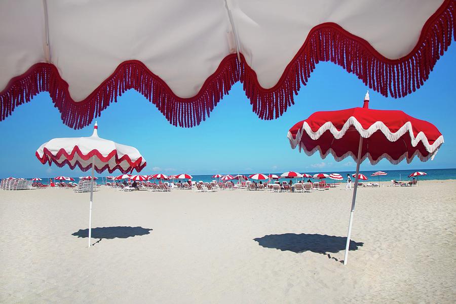 Beach Umbrellas In South Beach Miami #1 Digital Art by Claudia Uripos