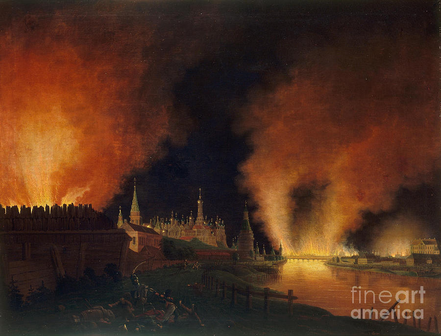 Fire Of Moscow On 15th September 1812 #1 by Heritage Images