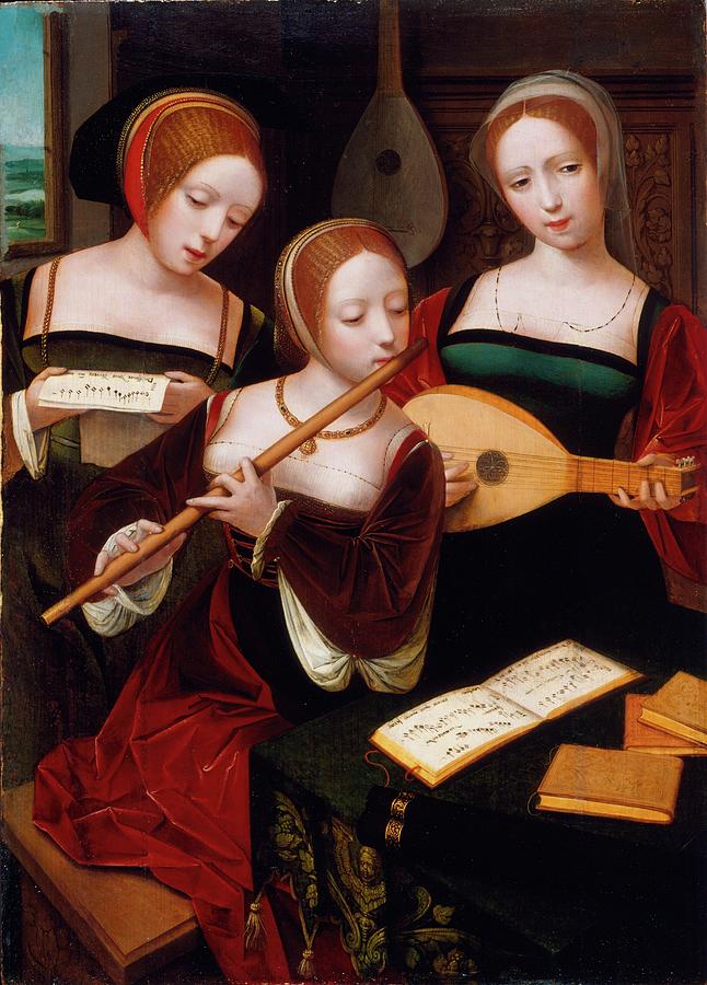 Three Musicians Painting by Master Of The Female Half-lengths