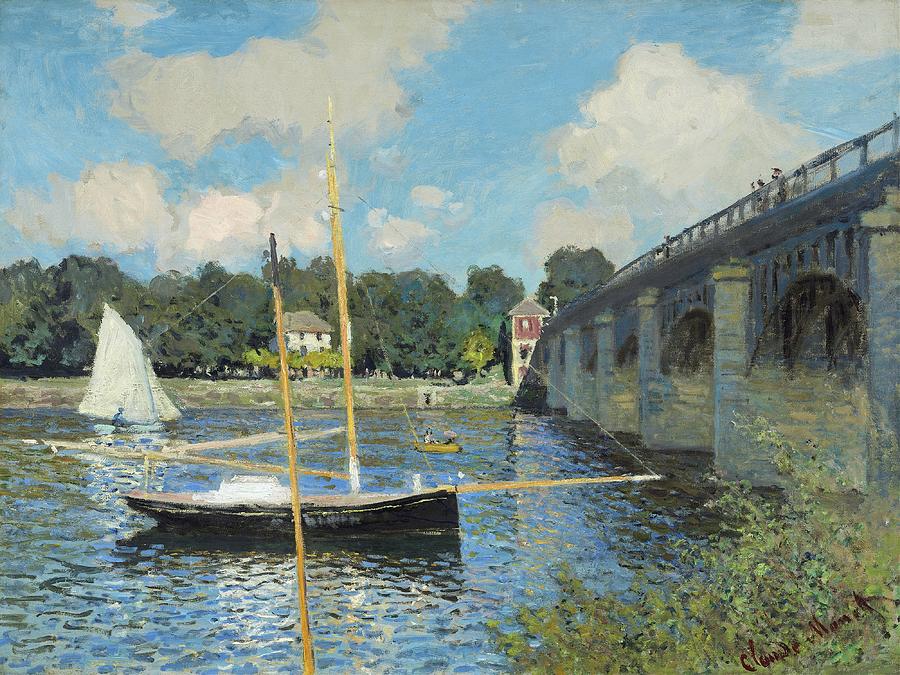 Claude Monet's Argenteuil Bridge Scene Painting - The Bridge At Argenteuil by Claude Monet