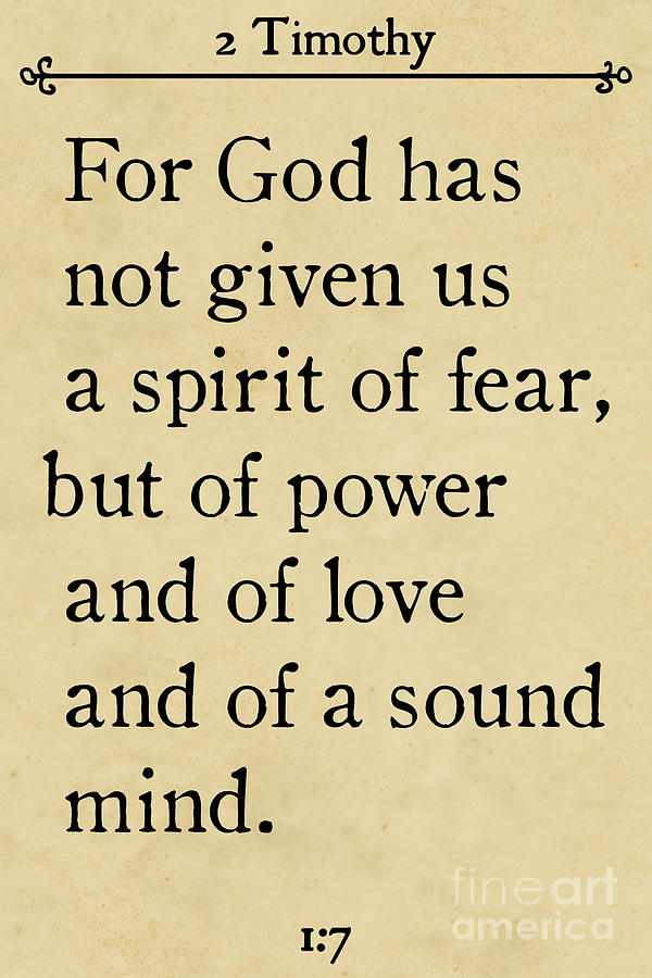 2 Timothy 1 7 - Inspirational Quotes Wall Art Collection #4 by Mark Lawrence