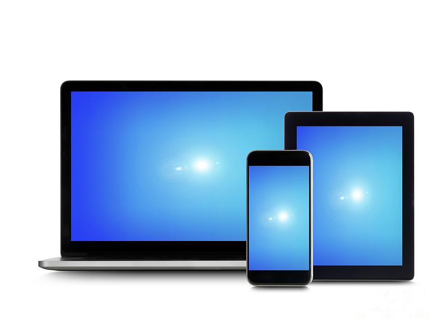 Blue Screens On Digital Devices #2 by Science Photo Library
