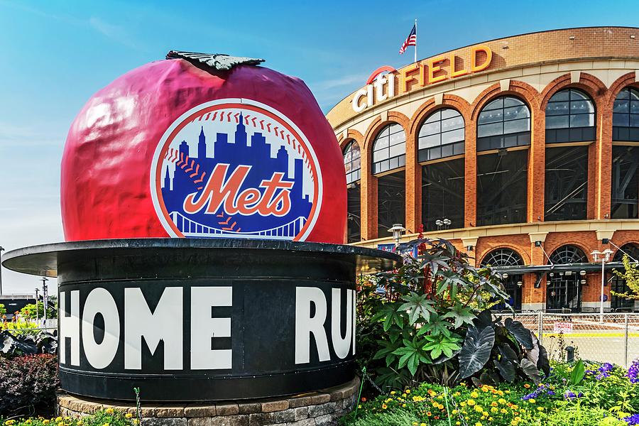 Citi Field and Mets Home Run Apple Digital Art - Citi Field Baseball Stadium, Nyc #2 by Laura Zeid
