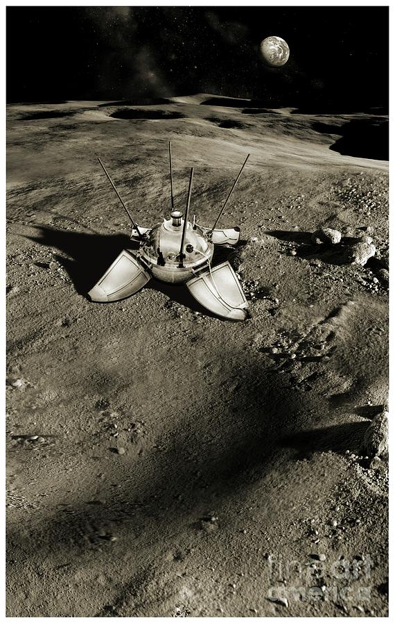 Luna 9 Lander On The Moon #2 by Detlev Van Ravenswaay / Science