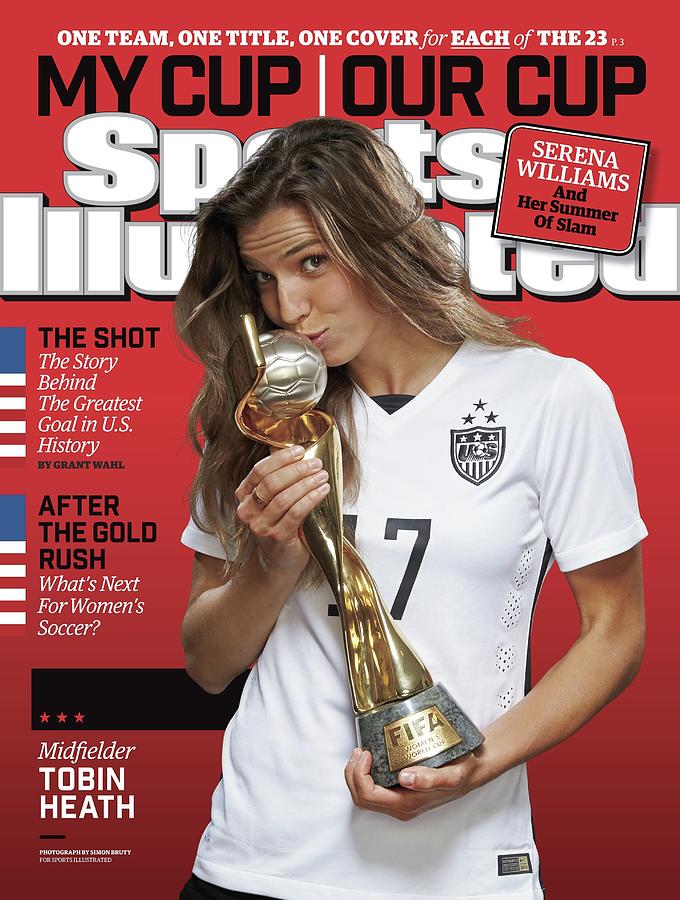 Tobin Heath Celebrates with Trophy Photograph - Us Womens National Team 2015 Fifa Womens World Cup Champions Sports Illustrated Cover #24 by Sports Illustrated