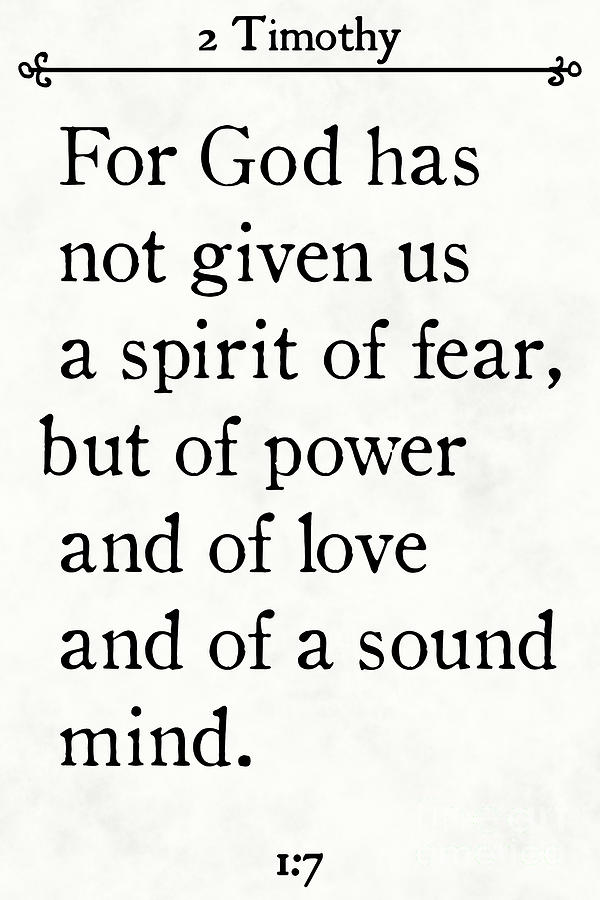 2 Timothy 1 7 - Inspirational Quotes Wall Art Collection #1 by Mark Lawrence