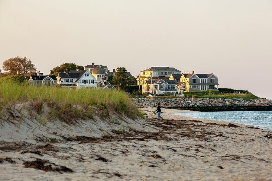 Coastal Houses at Sunset Digital Art - Beach & Homes, Chatham, Cape Cod, Ma #3 by Lumiere