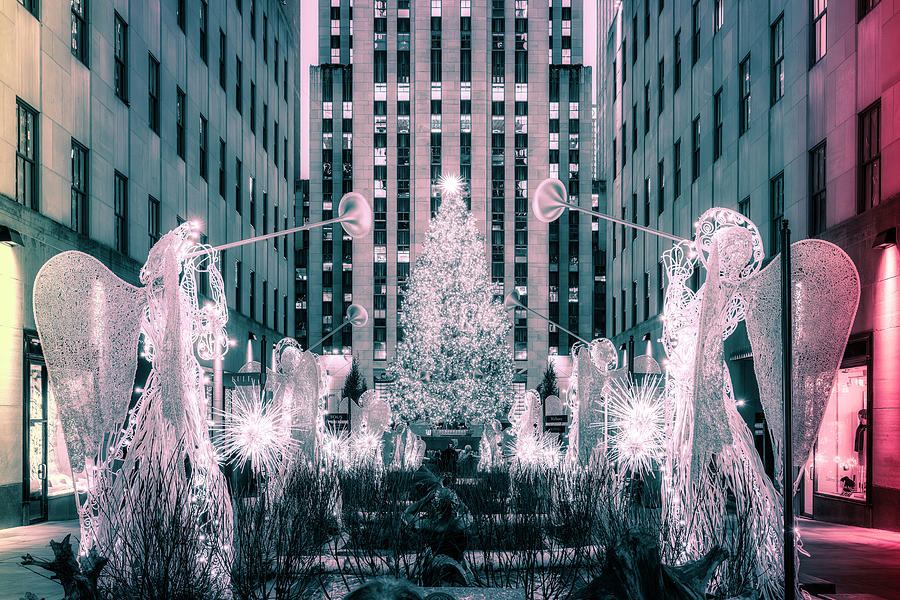 New York City, Ny, Rockefeller Center, Christmas Tree #3 Digital Art by Claudia Uripos