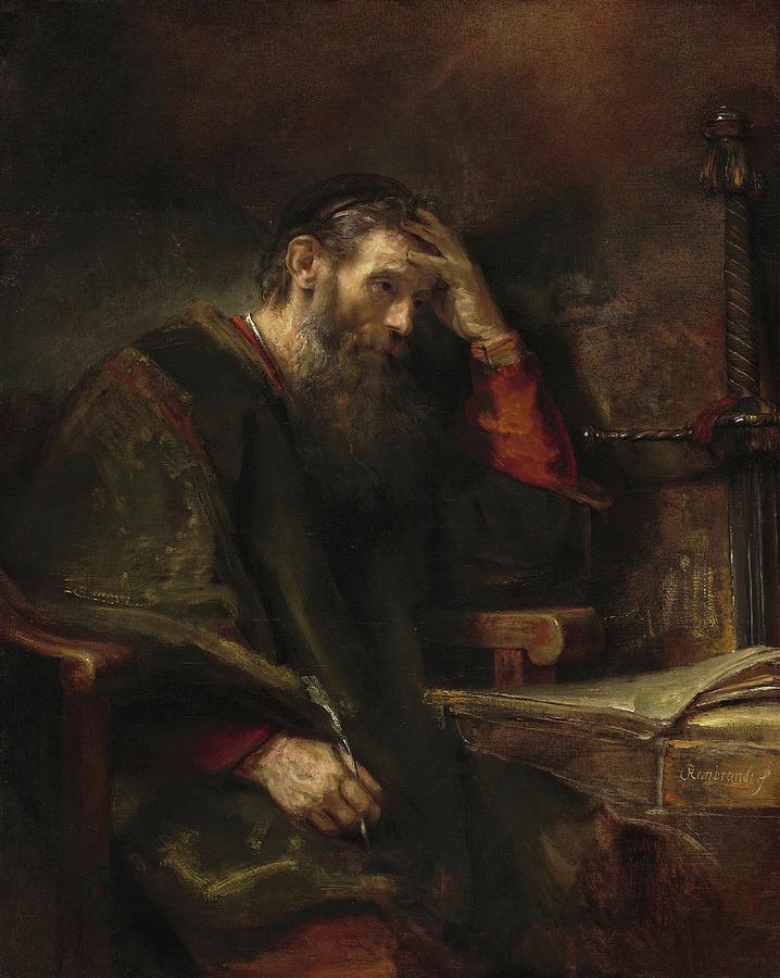 Apostle Paul in Deep Thought Painting - The Apostle Paul by Rembrandt Van Rijn