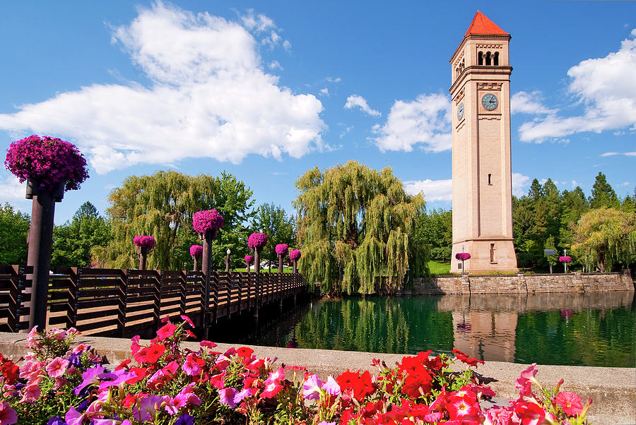 Great Northern Clock Tower in Spokane Digital Art - Riverfront Park, Washington State #4 by Towpix