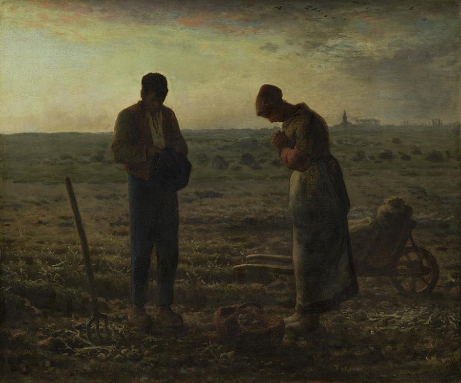 The Angelus by Jean-Francois Millet Painting - The Angelus by Jean-francois Millet