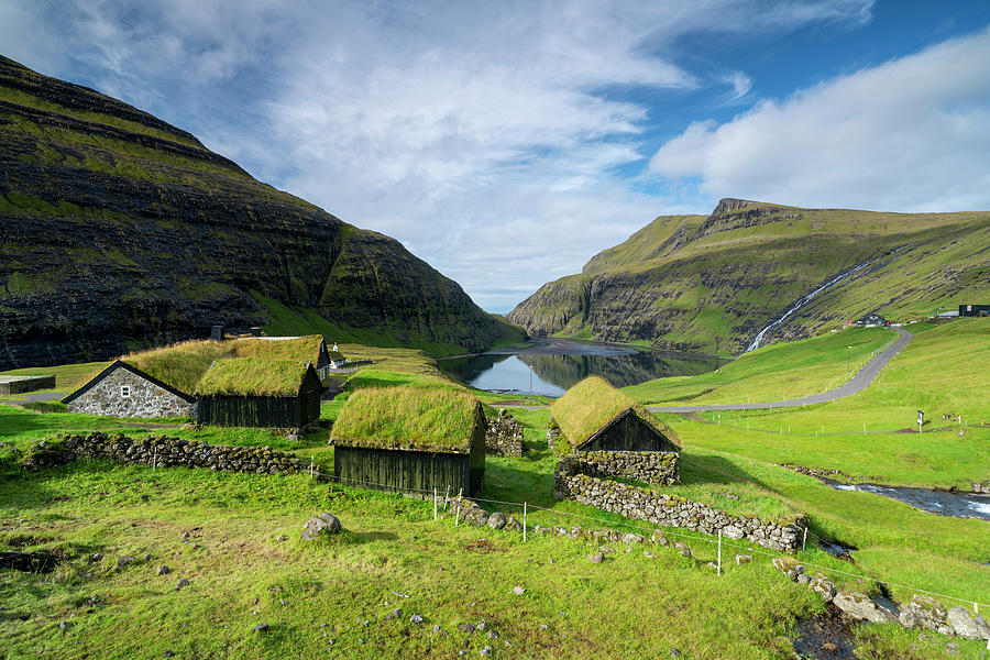 Historic Grass-roofed Houses In One Of The Most Beautiful Places In The World, Saksun, Streymoy Island In The Faroe Islands. #5 Photograph by Franz Su�bauer