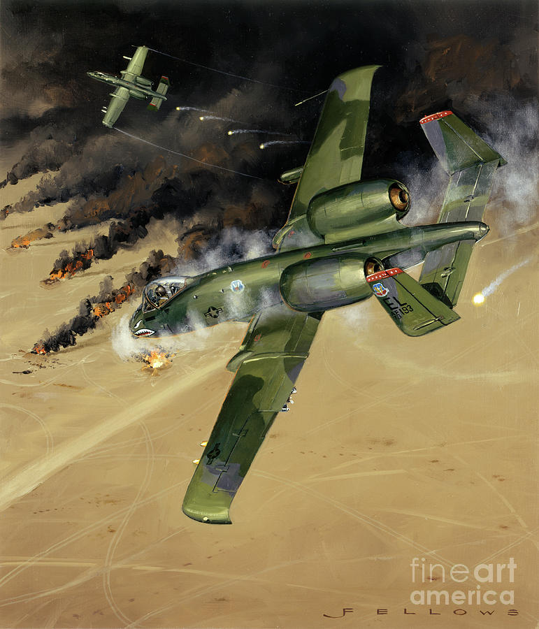 Fairchild Republic A-10 Thunderbolt II Warthog Painting by Jack Fellows