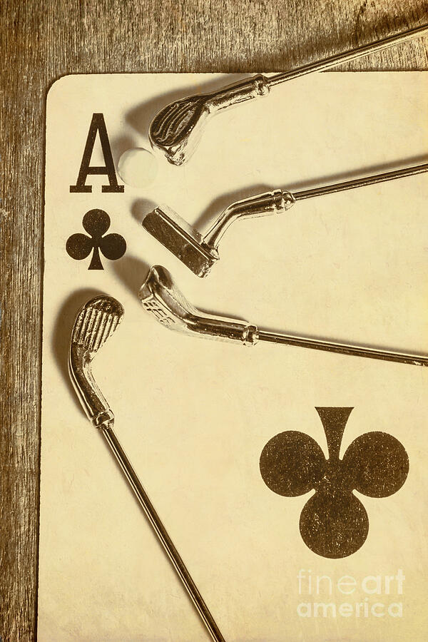 Golf Clubs and Ace of Clubs Card Photograph - A classic round by Jorgo Photography