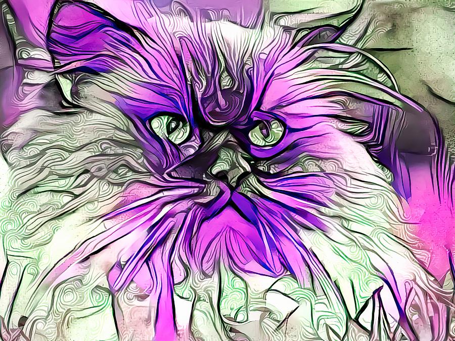 Abstract Purple Himmy Cat Digital Art by Don Northup