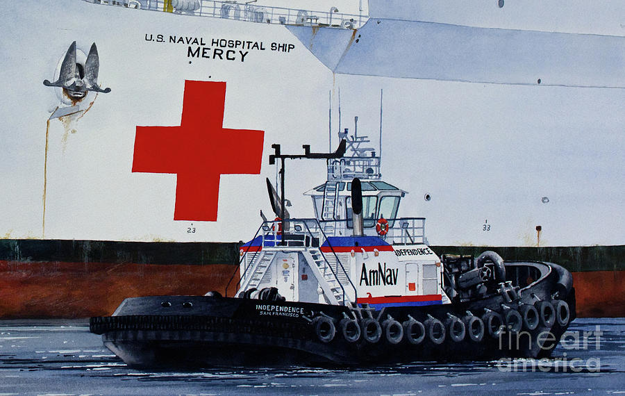 AMNAV Tugboat INDEPENDENCE Painting by James Williamson - Metal Posters