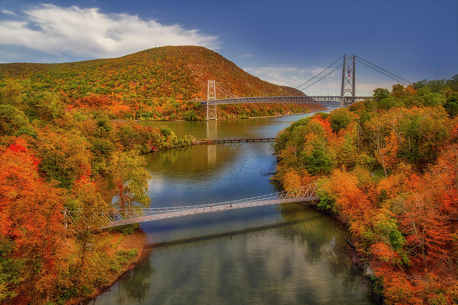 Autumn View of Bear Mountain Bridge Photograph - Autumn At Bear Mountain Bridge by Susan Candelario
