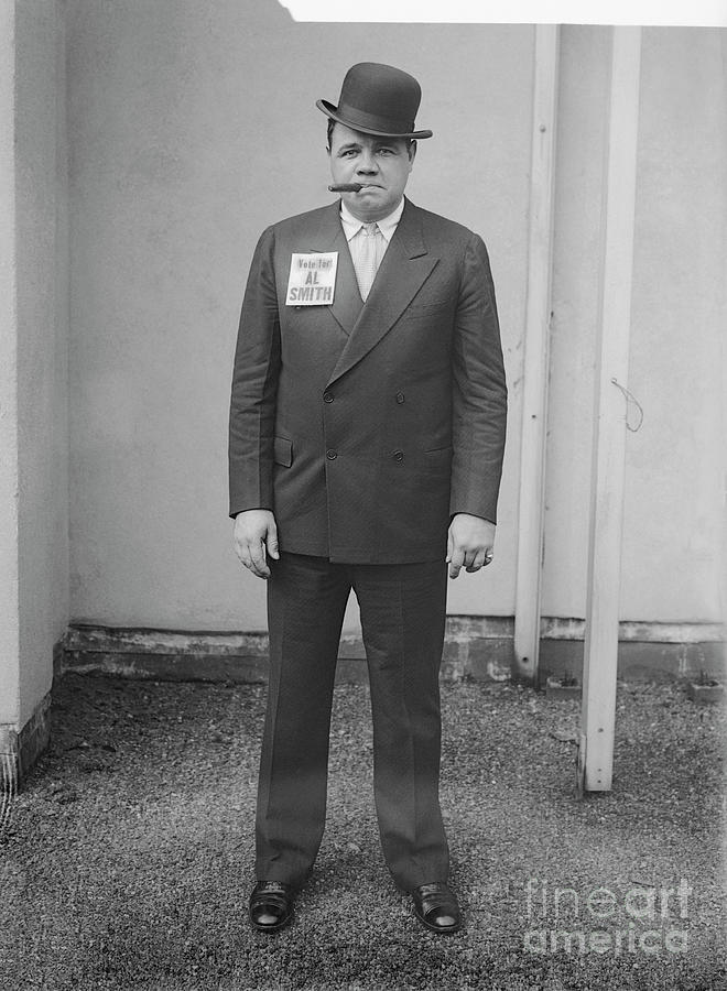 Babe Ruth Wearing Derby by Bettmann