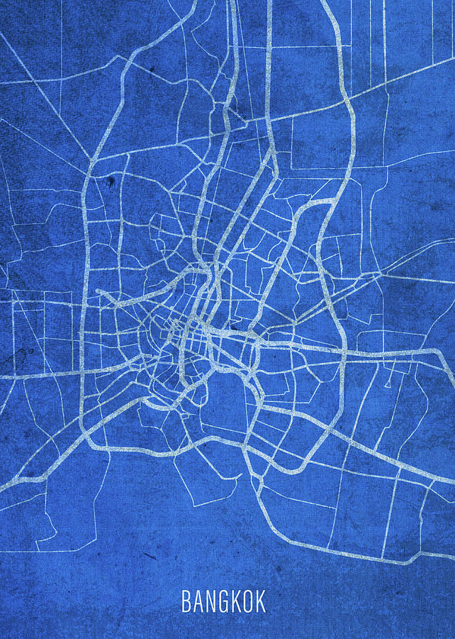 Bangkok Thailand City Street Map Blueprints Mixed Media by Design ...