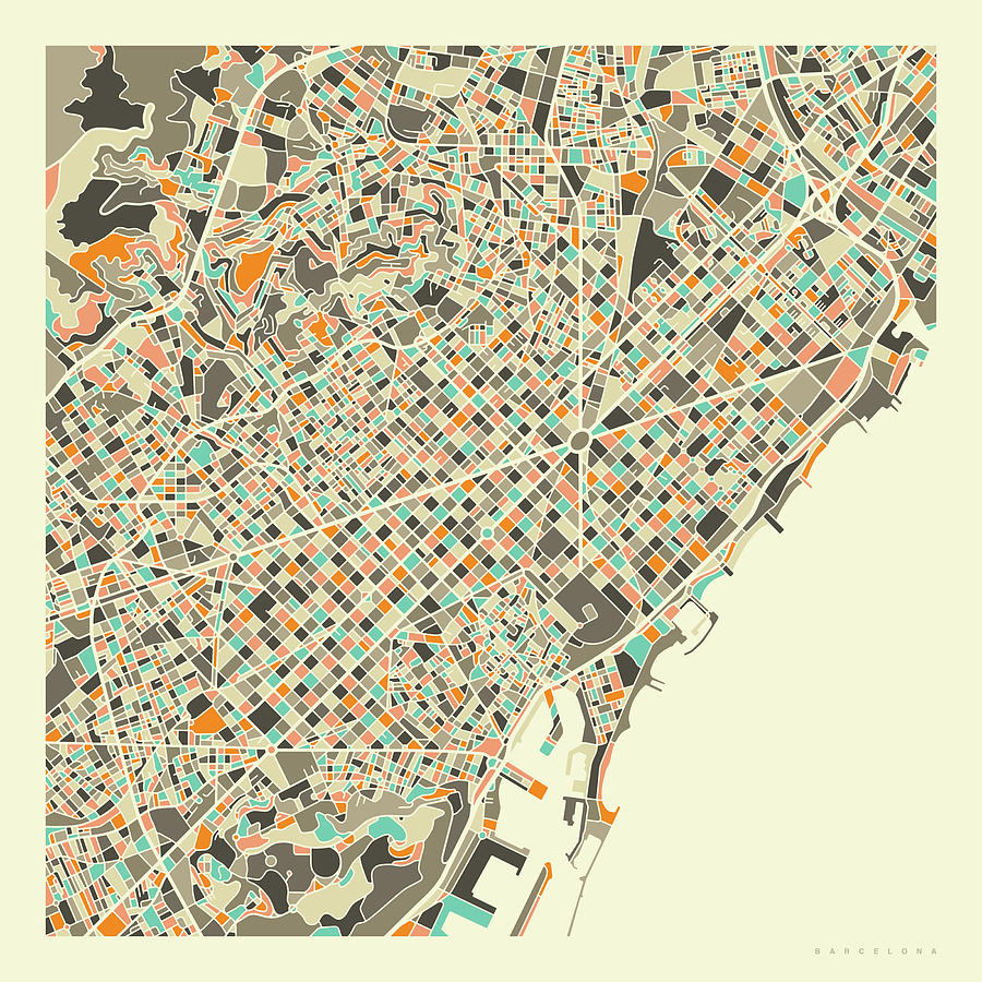 Barcelona Map 1 by Jazzberry Blue