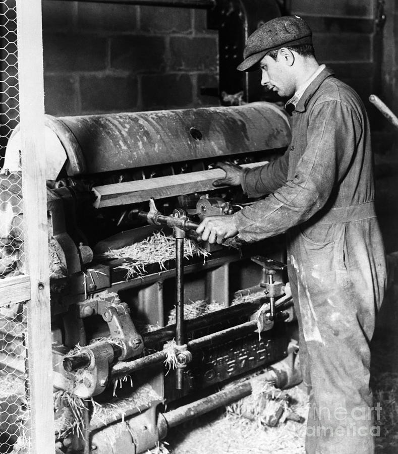 Baseball Bat Maker Shaping Bat by Bettmann