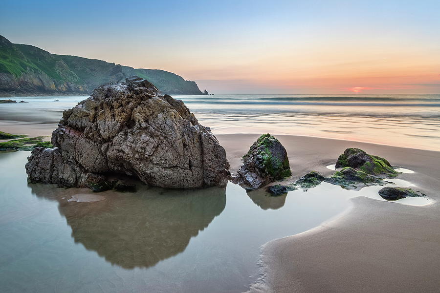 Beach, Island Of Jersey, Great Britain Digital Art by Reinhard Schmid