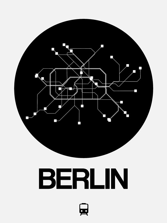 Berlin Black Subway Map Digital Art by Naxart Studio - Metal Posters