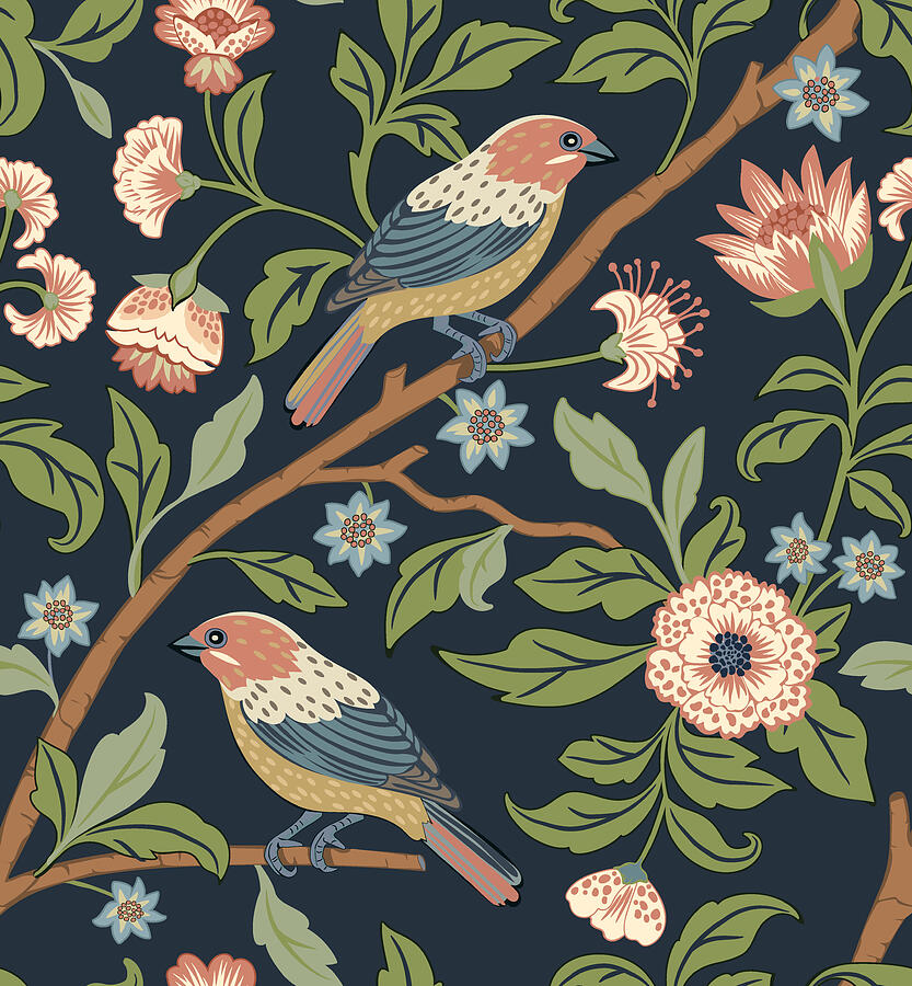 Birds And Flowers In William Morris Style By 1x birds-and-flowers-in-william-morris-style-by-1x