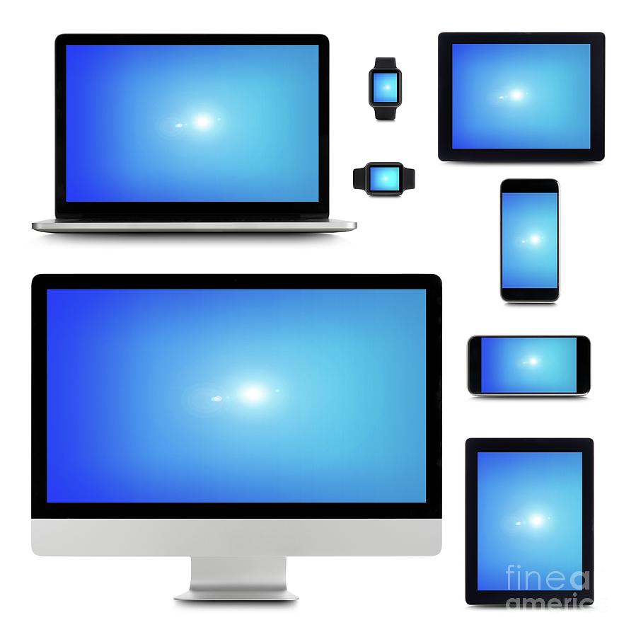 Blue Screens On Digital Devices by Science Photo Library