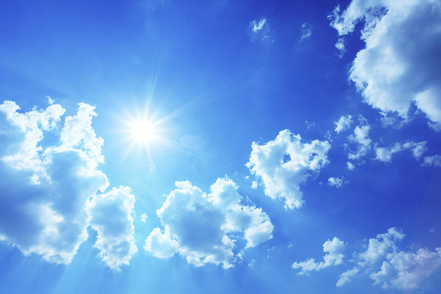 Blue Sky - Xxxl Image Of Sun Shining by Konradlew