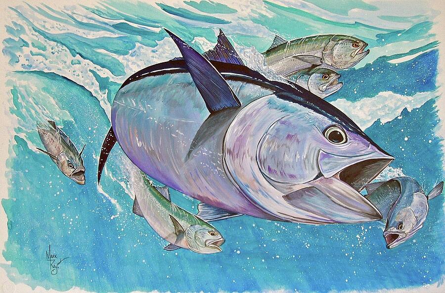 Bluefin and Bluefish Painting by Mark Ray