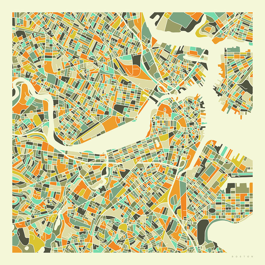 Boston Map 1 by Jazzberry Blue