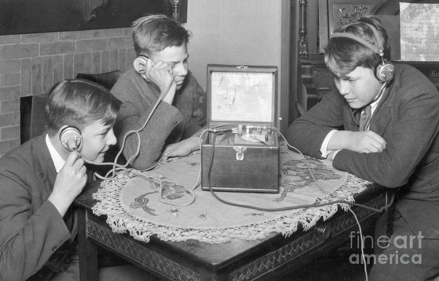 Boys Listen To Early Radio by Bettmann