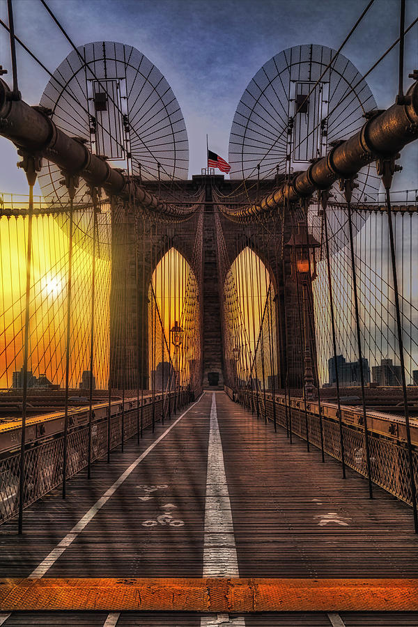 Brooklyn Bridge Sunrise NYC Photograph by Susan Candelario
