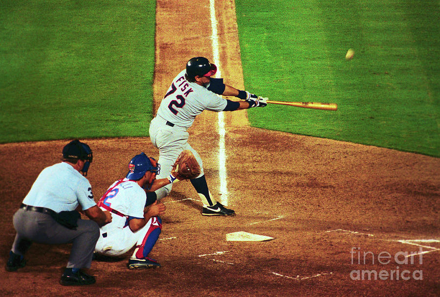 Calrton Fisk Hitting A Home Run by Bettmann