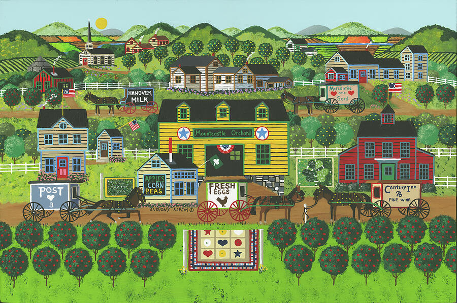 Charming Village Scene at Mt Castle Orchard Painting by Anthony Kleem ...