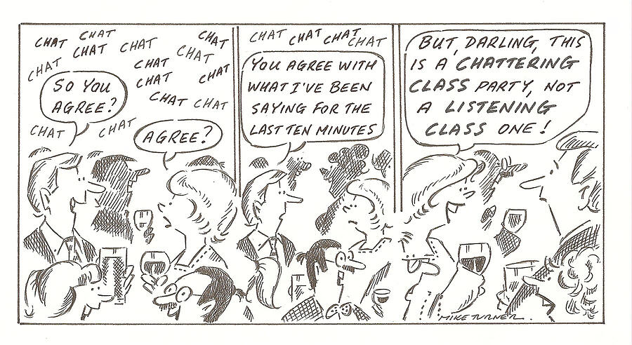 Chattering Class Party Drawing by Mike Turner - Metal Posters