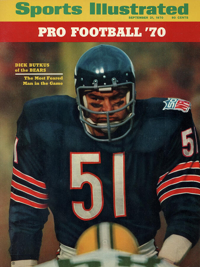 Dick Butkus on Sports Illustrated Cover Photograph - Chicago Bears Dick Butkus, 1970 Nfl Football Preview Issue Sports Illustrated Cover by Sports Illustrated