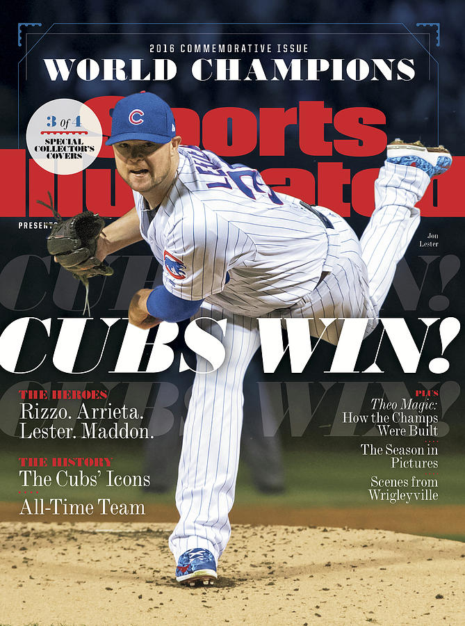 Jon Lester Celebrates Cubs Win Photograph - Chicago Cubs, 2016 World Series Champions Sports Illustrated Cover by Sports Illustrated