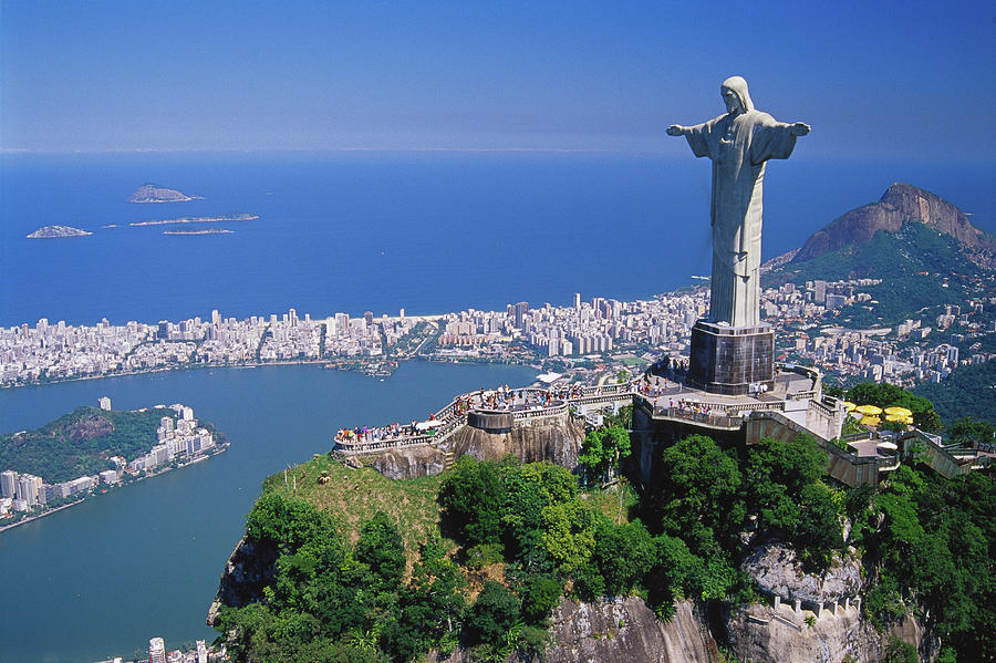 Christ the Redeemer Overlooking Rio Digital Art - Christ The Redeemer On Corcovado, Rio by Gunter Grafenhain