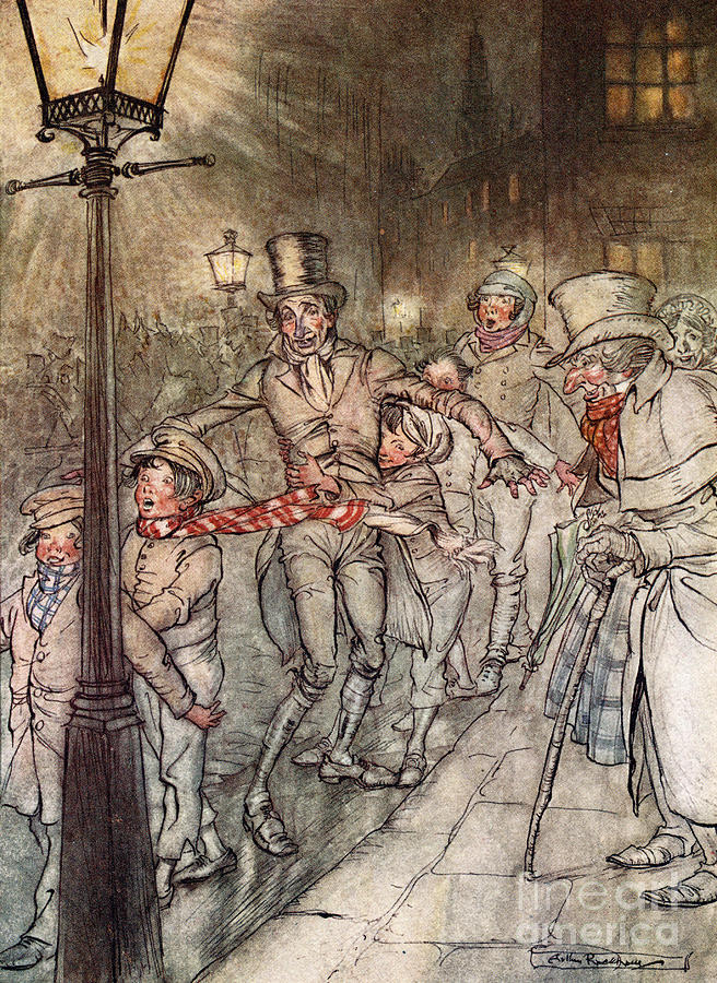 Christmas Carol, Arthur Rackham Drawing by Arthur Rackham - Metal Posters